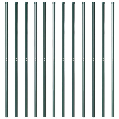Fence Post 12 pcs Green Powder-coated steel