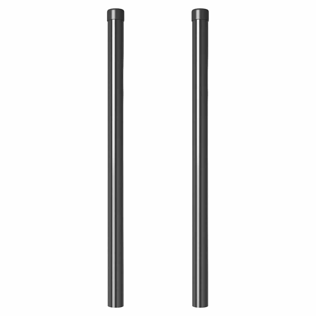 Fence Post 2 pcs Grey 80 cm Powder-coated steel