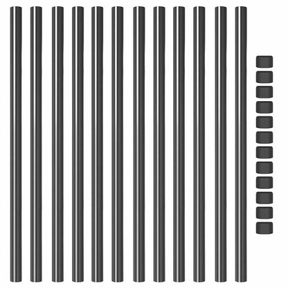 Fence Post 12 pcs Grey 110 cm Powder-coated steel