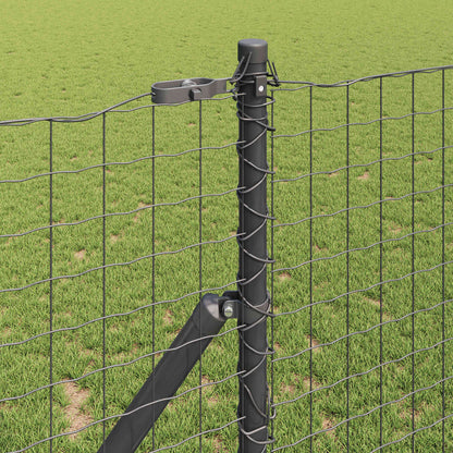 Fence Post 12 pcs Grey Powder-coated steel