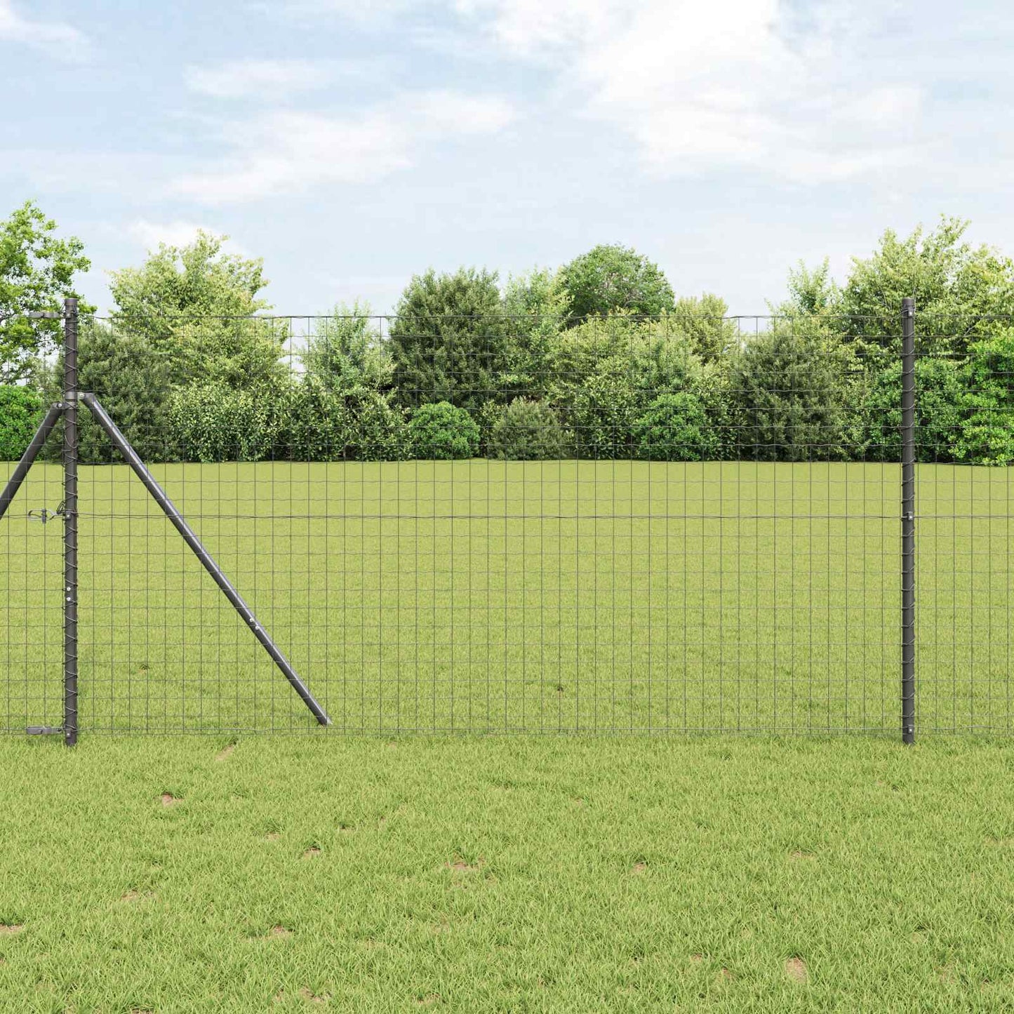 Fence Post 2 pcs Grey Powder-coated steel
