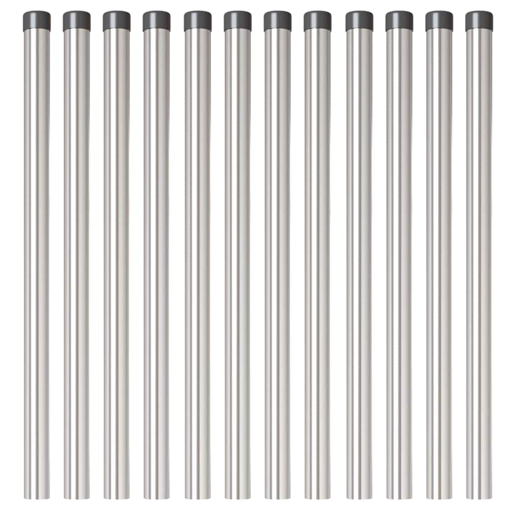 Fence Post 12 pcs Silver 50 cm Powder-coated steel
