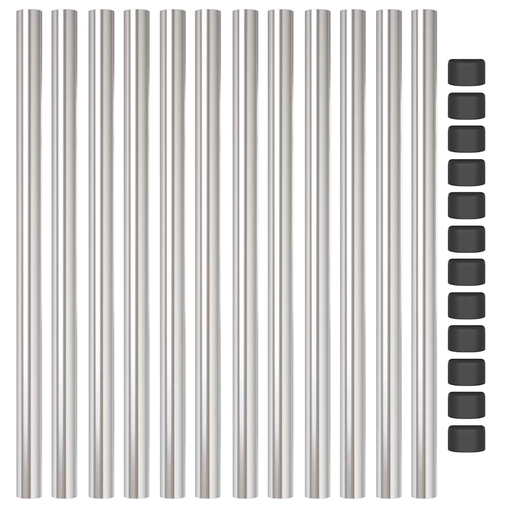 Fence Post 12 pcs Silver 60 cm Powder-coated steel