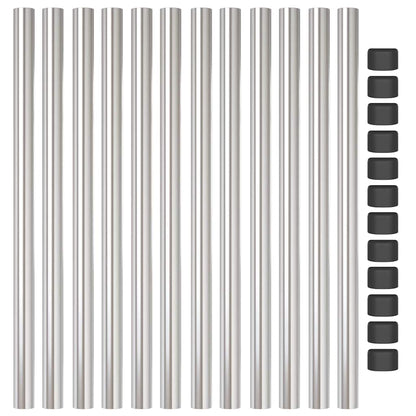 Fence Post 12 pcs Silver 60 cm Powder-coated steel