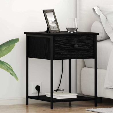 Bedside Cabinet Black oak 42 x 41 x 56 cm Engineered wood