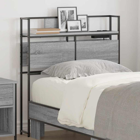 Storage Headboard Grey sonoma 90 cm Engineered wood