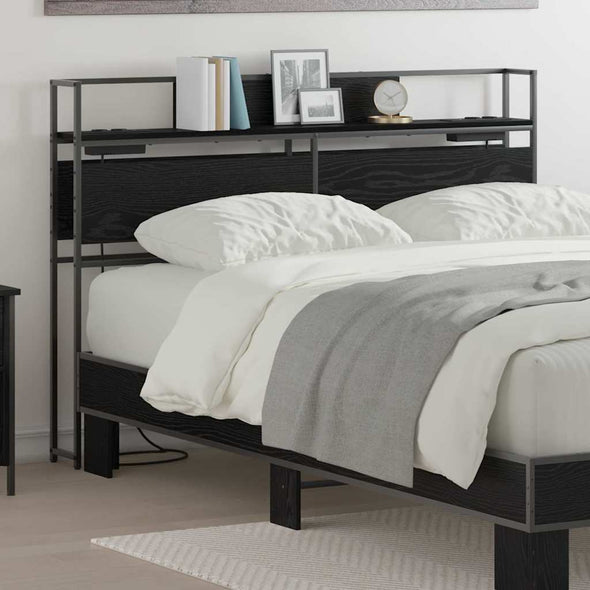 Storage Headboard Black oak 120 cm Engineered wood