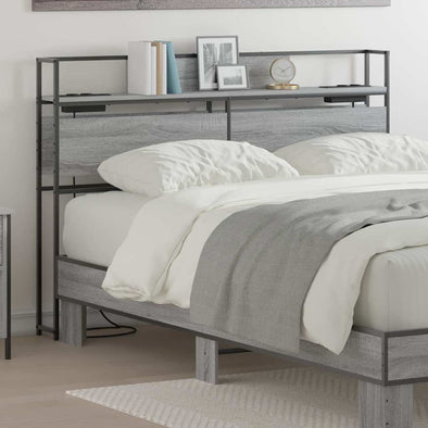 Storage Headboard Grey sonoma 135 cm Engineered wood
