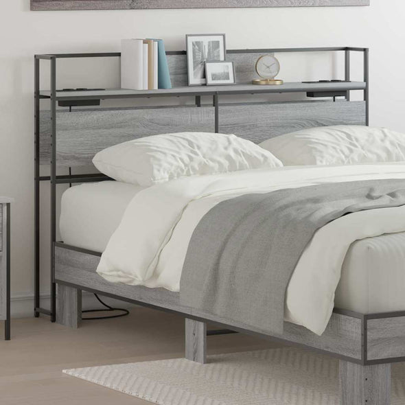 Storage Headboard Grey sonoma 160 cm Engineered wood