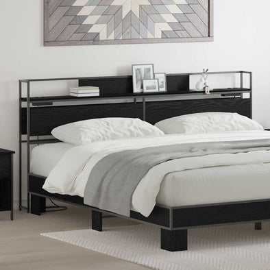 Storage Headboard Black oak 200 cm Engineered wood