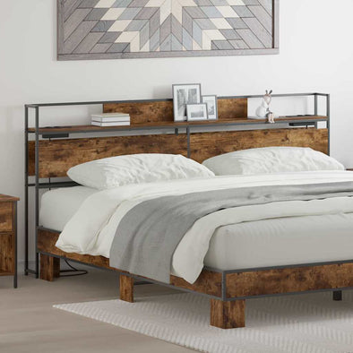 Storage Headboard Smoked oak 200 cm Engineered wood