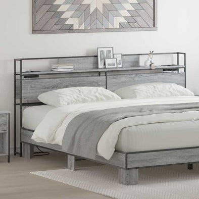 Storage Headboard Grey sonoma 200 cm Engineered wood