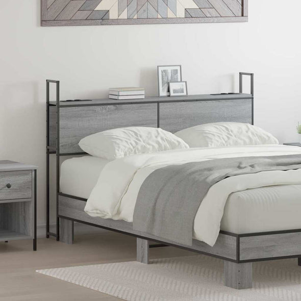 Storage Headboard Grey sonoma 140 cm Engineered wood