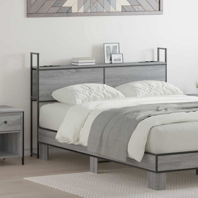 Storage Headboard Grey sonoma 160 cm Engineered wood