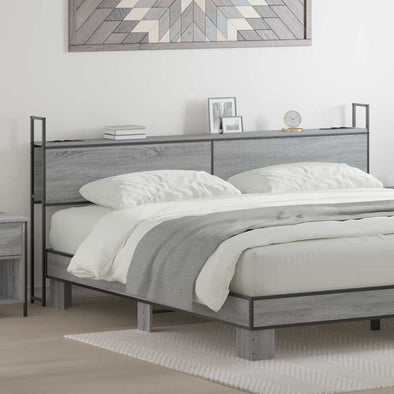 Storage Headboard Grey sonoma 180 cm Engineered wood