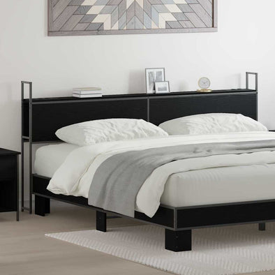 Storage Headboard Black oak 200 cm Engineered wood