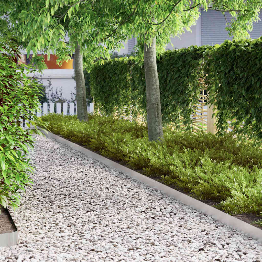 Lawn Edging 450 x 0.05 x 10 cm Stainless Steel Silver