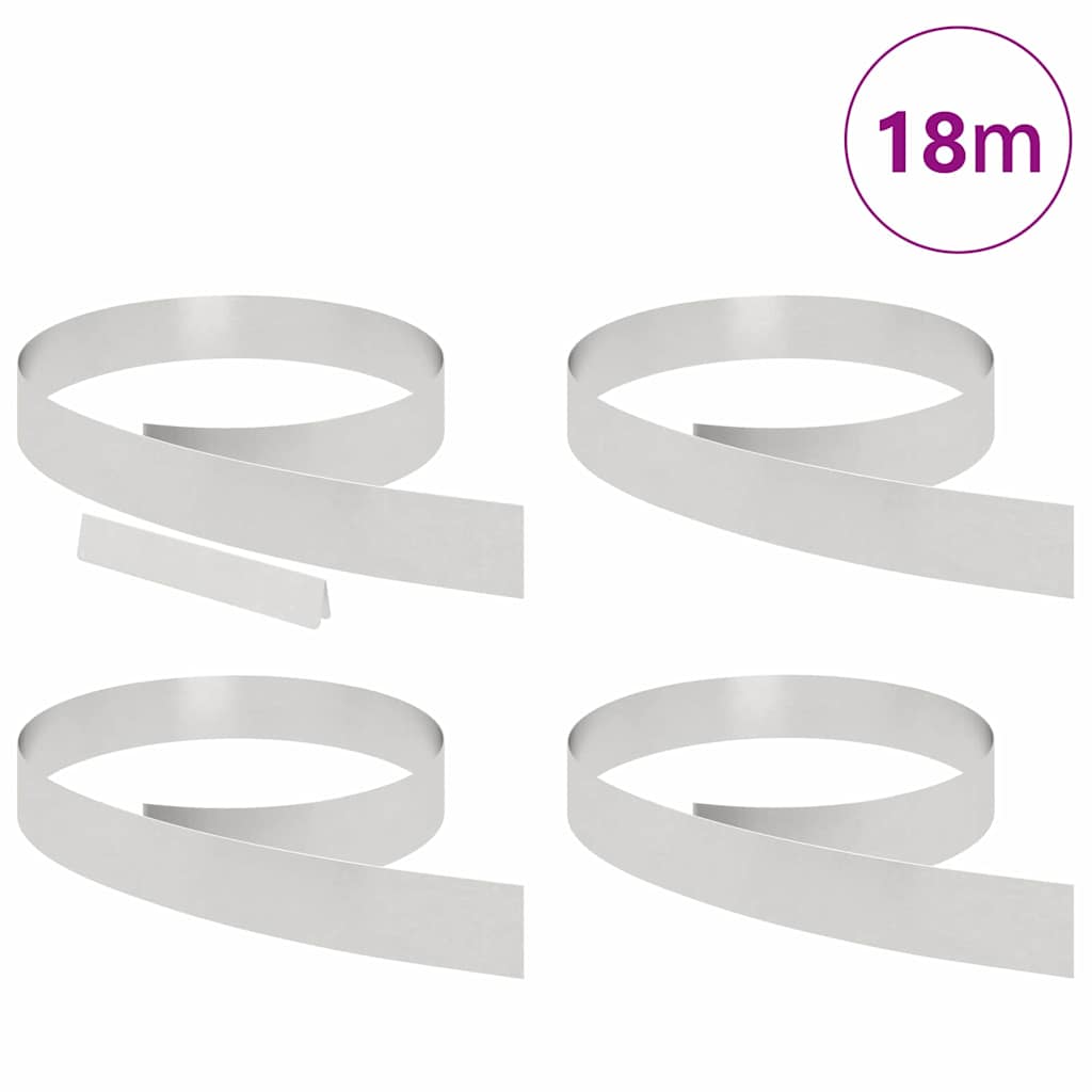 Lawn Edging 4 pcs 450 x 0.05 x 10 cm Stainless Steel Silver