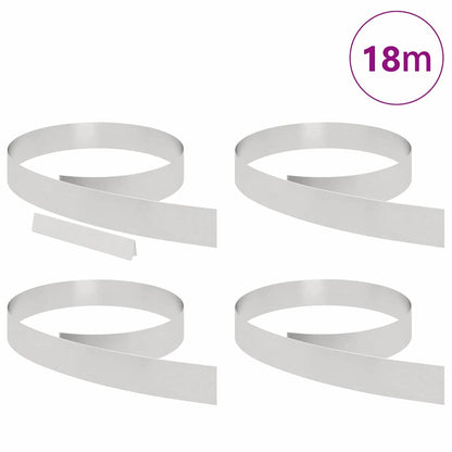 Lawn Edging 4 pcs 450 x 0.05 x 10 cm Stainless Steel Silver