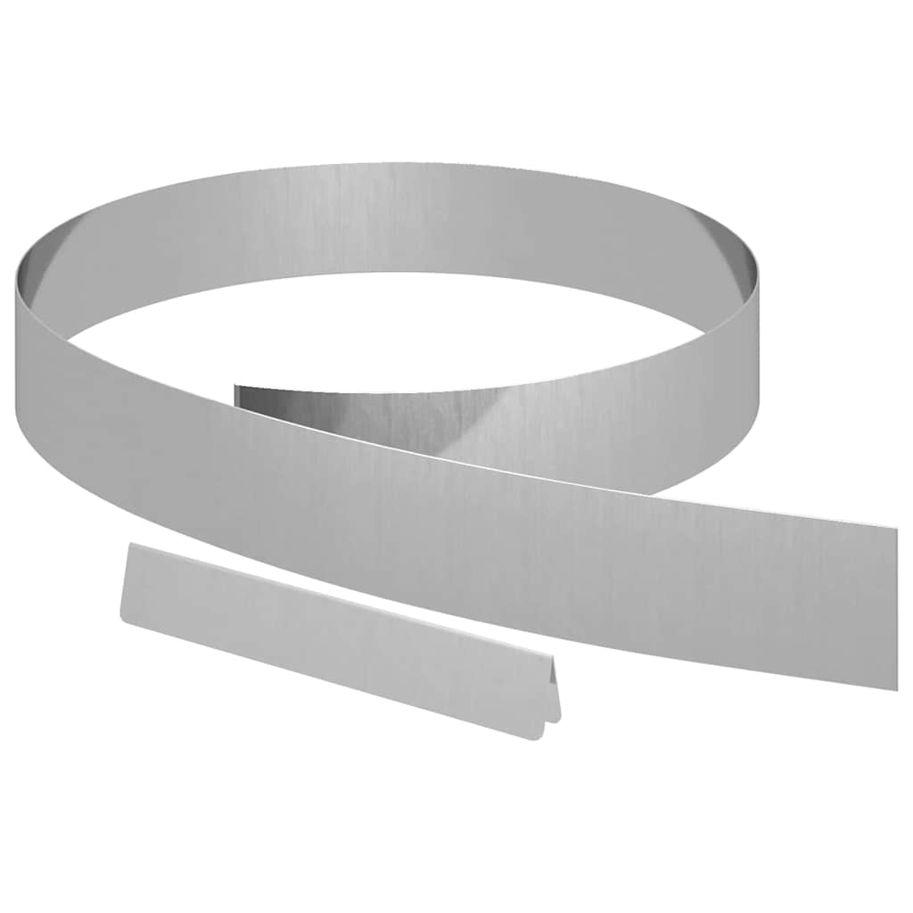 Lawn Edging 4 pcs 450 x 0.05 x 10 cm Galvanised Steel Silver