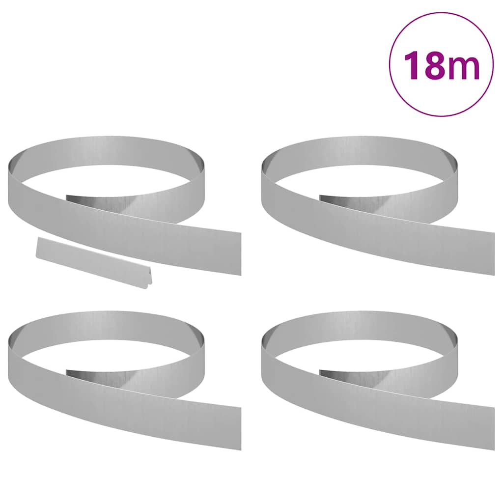 Lawn Edging 4 pcs 450 x 0.05 x 10 cm Galvanised Steel Silver