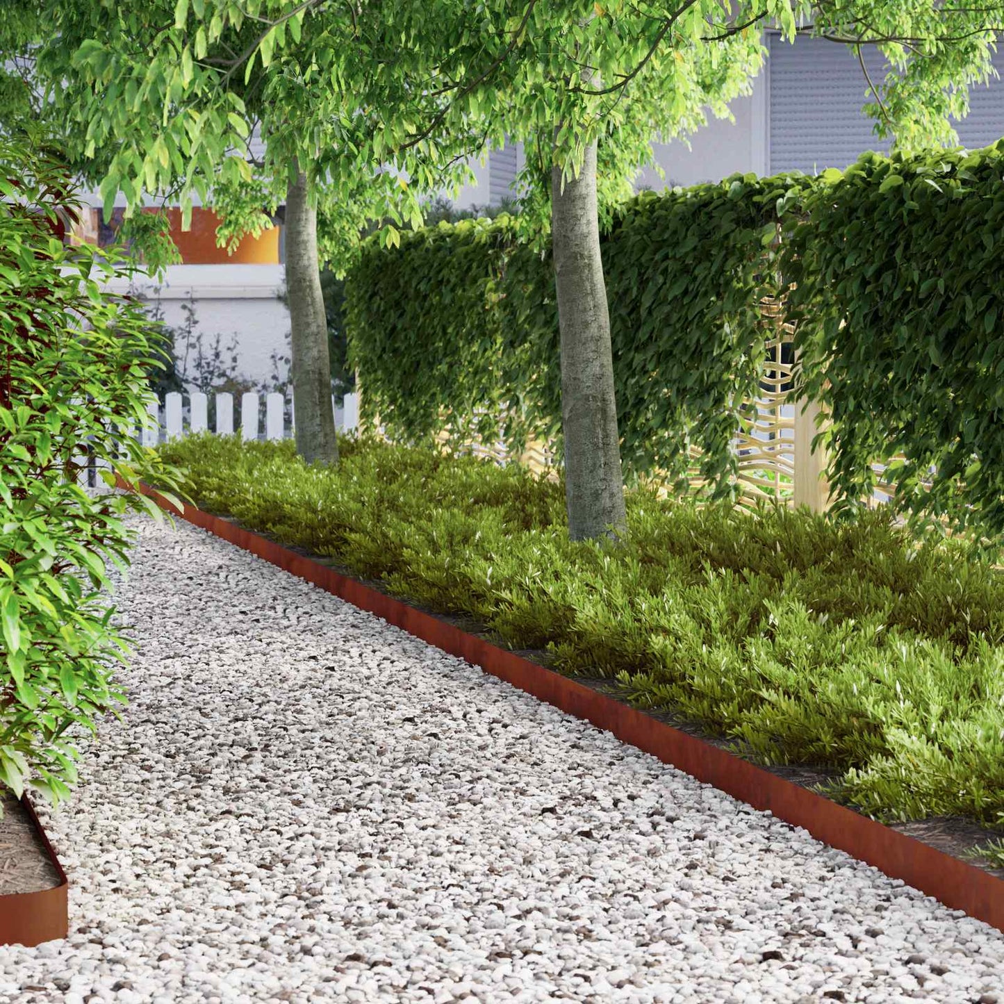 Lawn Edging 4 pcs 450 x 0.05 x 10 cm Weathering Steel Rusty