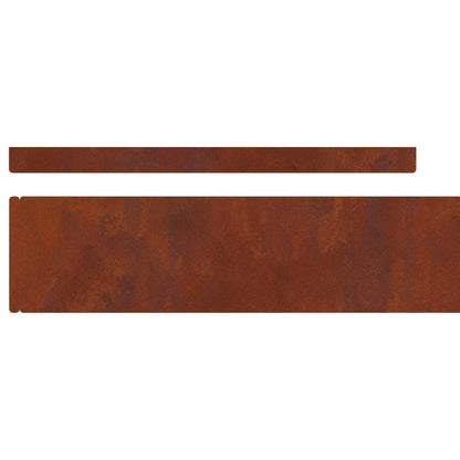 Lawn Edging 4 pcs 450 x 0.05 x 10 cm Weathering Steel Rusty
