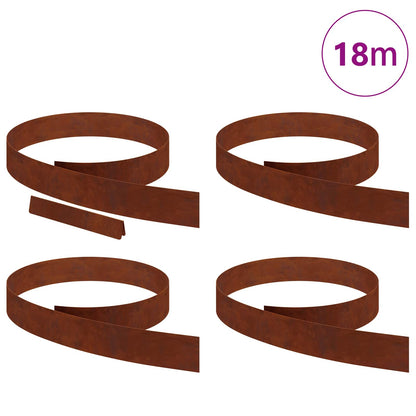 Lawn Edging 4 pcs 450 x 0.05 x 10 cm Weathering Steel Rusty