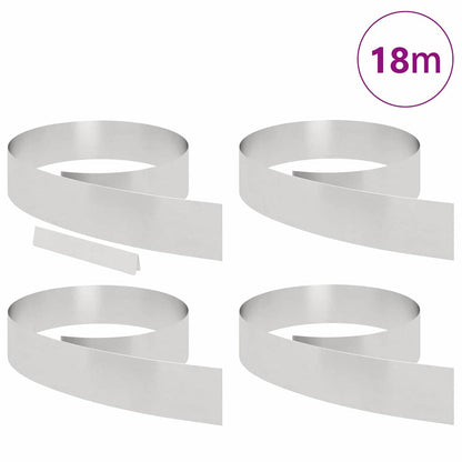 Lawn Edging 4 pcs 450 x 0.05 x 15 cm Stainless Steel Silver