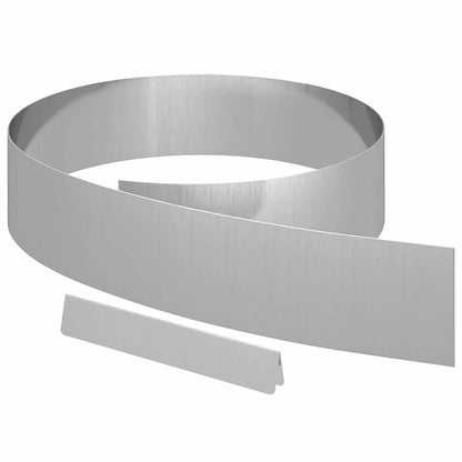 Lawn Edging 4 pcs 450 x 0.05 x 15 cm Galvanised Steel Silver