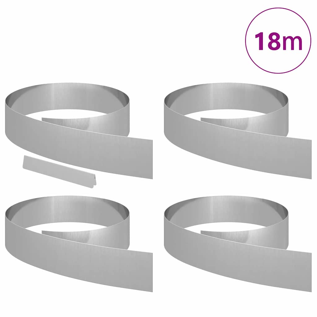 Lawn Edging 4 pcs 450 x 0.05 x 15 cm Galvanised Steel Silver
