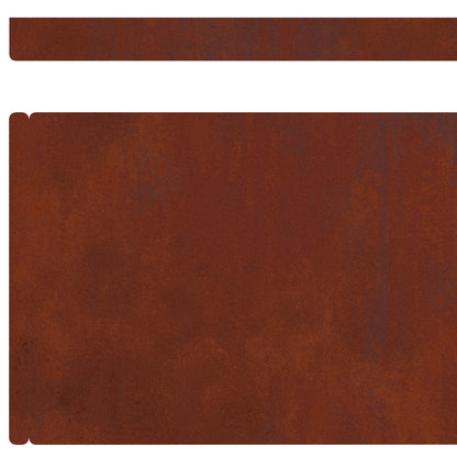 Lawn Edging 4 pcs 450 x 0.05 x 15 cm Weathering Steel Rusty