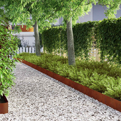 Lawn Edging 4 pcs 450 x 0.05 x 15 cm Weathering Steel Rusty