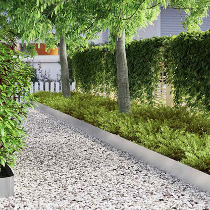 Lawn Edging 4 pcs 450 x 0.05 x 20 cm Stainless Steel Silver