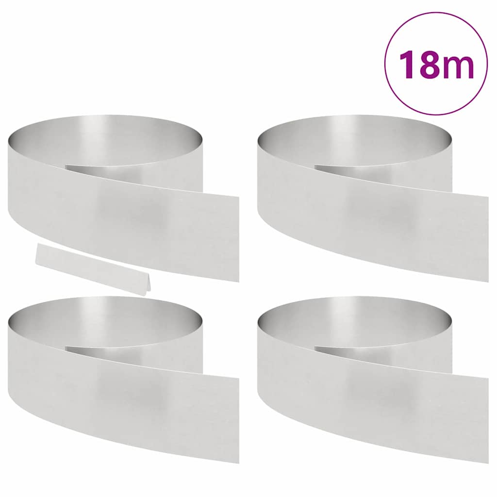 Lawn Edging 4 pcs 450 x 0.05 x 20 cm Stainless Steel Silver