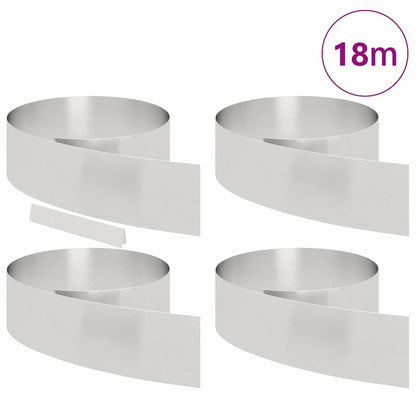 Lawn Edging 4 pcs 450 x 0.05 x 20 cm Stainless Steel Silver