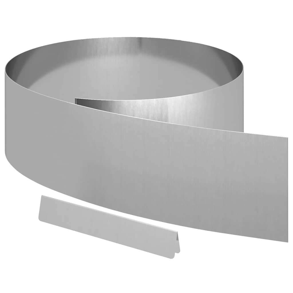 Lawn Edging 4 pcs 450 x 20 cm Galvanised Steel Silver