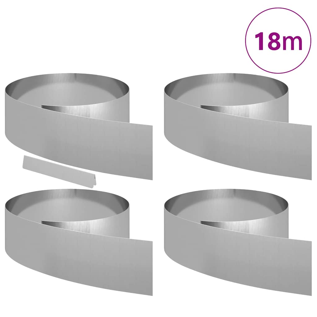 Lawn Edging 4 pcs 450 x 20 cm Galvanised Steel Silver
