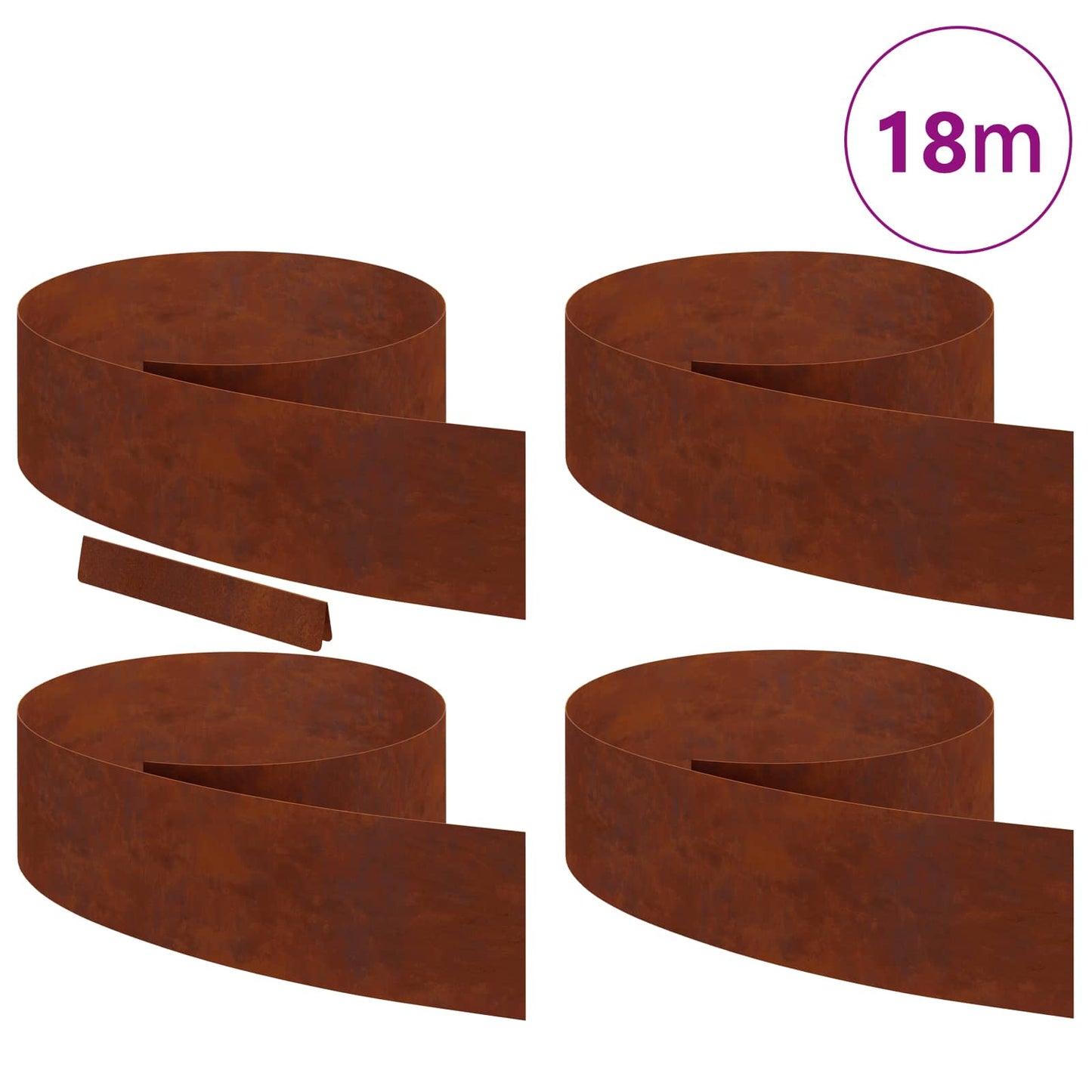 Lawn Edging 4 pcs 450 x 0.05 x 20 cm Weathering Steel Rusty