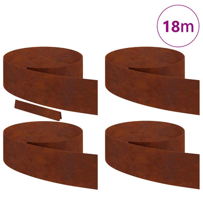 Lawn Edging 4 pcs 450 x 0.05 x 20 cm Weathering Steel Rusty