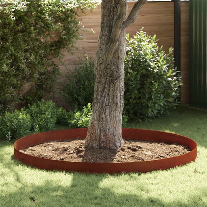 Lawn Edging 4 pcs 450 x 0.05 x 25 cm Weathering Steel Rusty