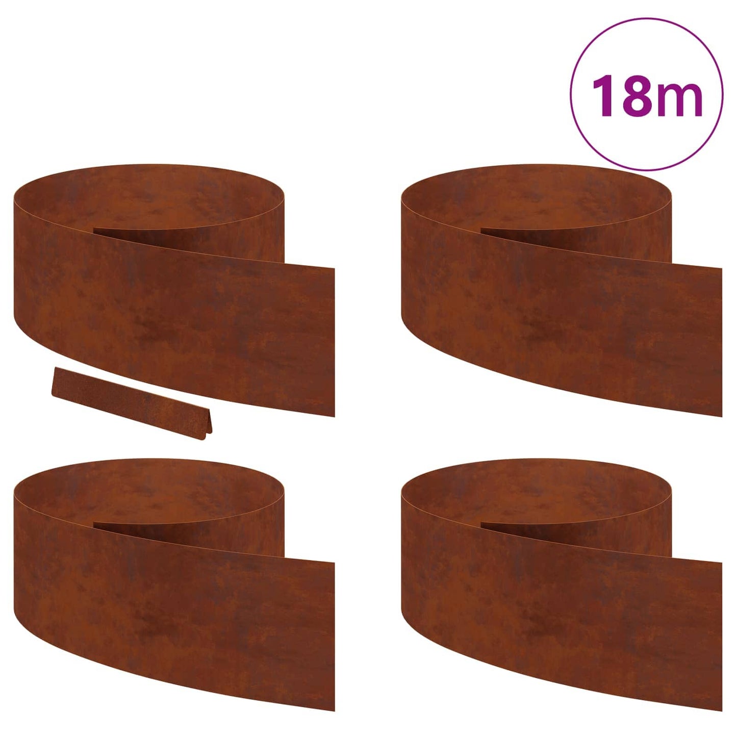 Lawn Edging 4 pcs 450 x 0.05 x 25 cm Weathering Steel Rusty