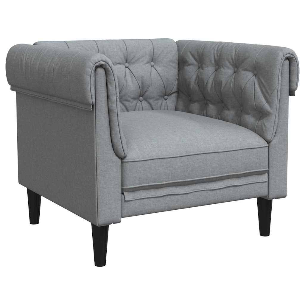 Chesterfield Sofa Chair Light grey 78.5 x 74.5 x 74.5 cm Fabric