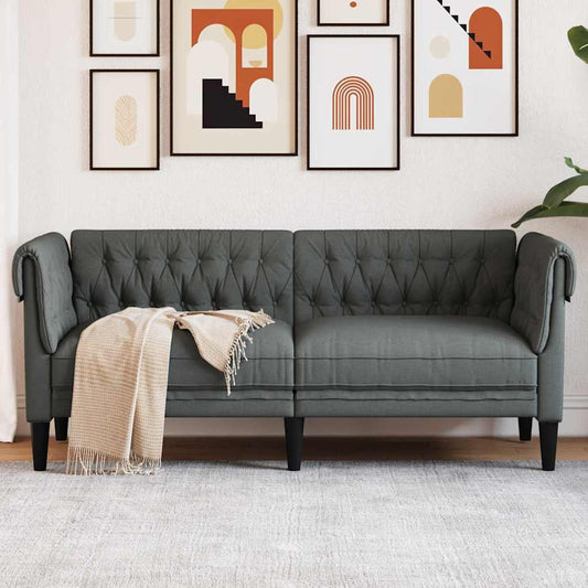 Chesterfield Sofa Other Dark grey 182.5 x 74.5 x 74.5 cm Fabric