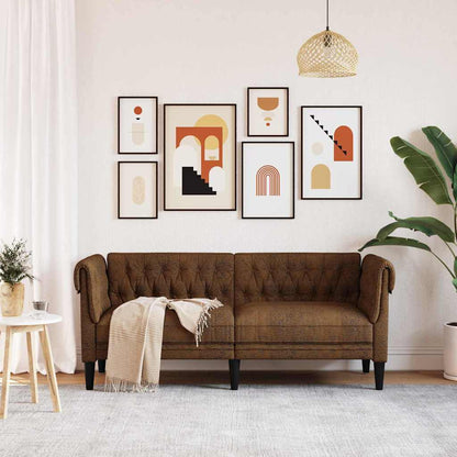Chesterfield Sofa with Cushion Brown 182.5 x 74.5 x 74.5 cm