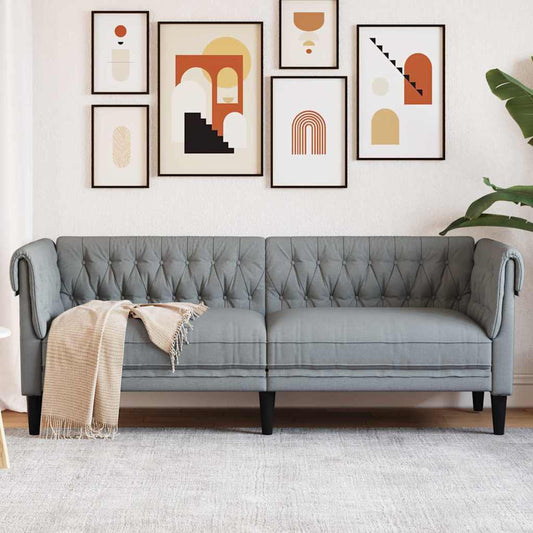 Chesterfield Sofa Light grey 201.5 x 74.5 x 74.5 cm Fabric