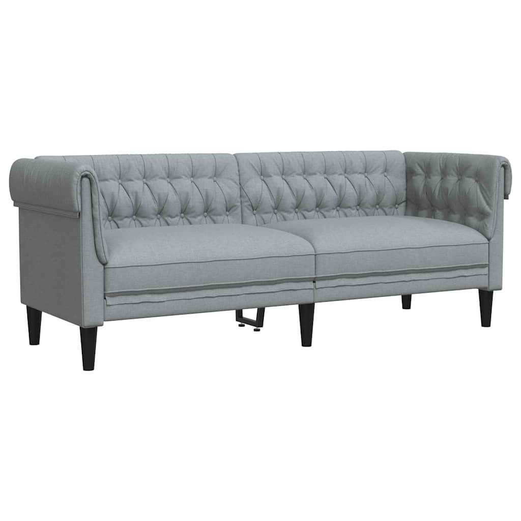 Chesterfield Sofa Light grey 201.5 x 74.5 x 74.5 cm Fabric