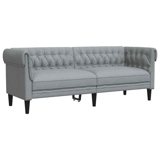 Chesterfield Sofa Light grey 201.5 x 74.5 x 74.5 cm Fabric