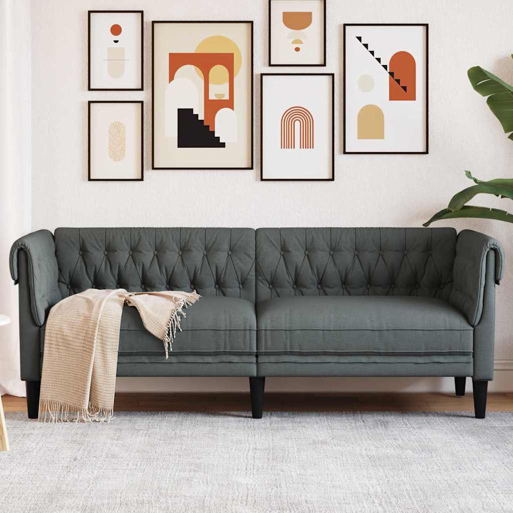 Chesterfield Sofa Other Dark grey 201.5 x 74.5 x 74.5 cm Fabric