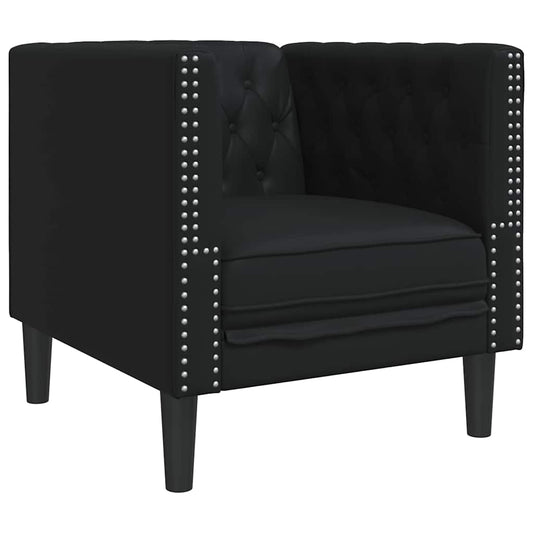 Chesterfield Sofa Chair Black 71 x 74.5 x 70.5 cm Faux leather